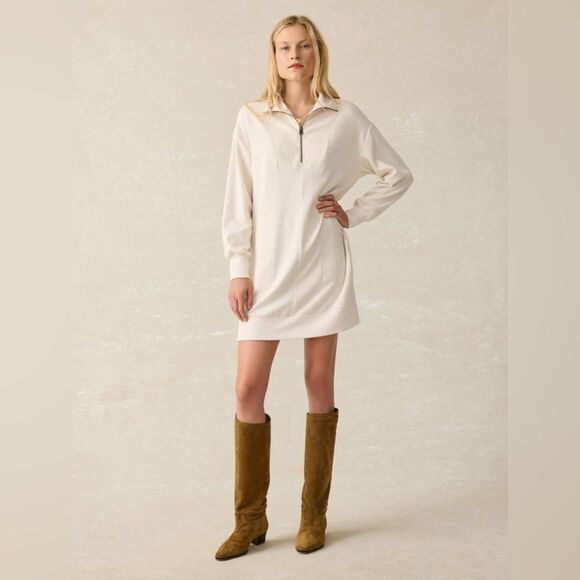 FAHERTY legend quarter zip dress in off white size small - Picture 1 of 9